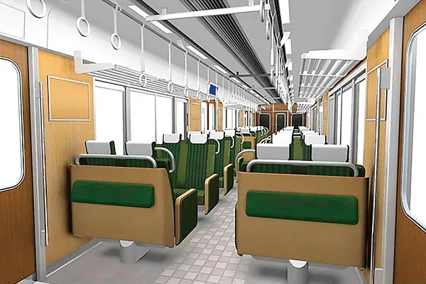 阪急京都線に導入される特急車両2300系の車内イメージ